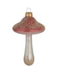 Елочная игрушка Mushroom Winter red glitter medium