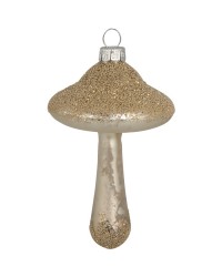 Елочная игрушка Mushroom Winter gold glitter medium