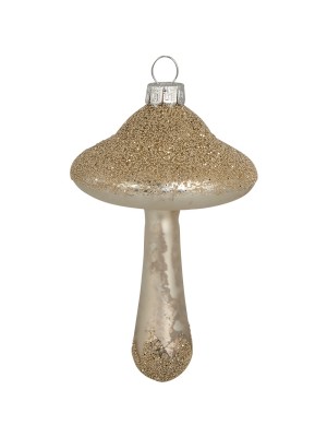 Елочная игрушка Mushroom Winter gold glitter medium