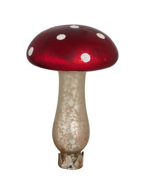 Елочная игрушка Mushroom w clip Antique red