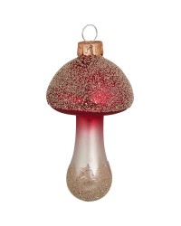 Елочная игрушка Mushroom Winter red glitter small