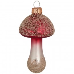 Елочная игрушка Mushroom Winter red glitter small