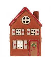 Подсвечник House tealight Stillenat red roof wreath on door 