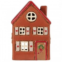 Подсвечник House tealight Stillenat red roof wreath on door 