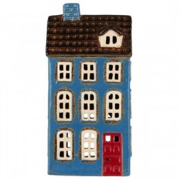 Подсвечник House tealight My Home Town red door blue