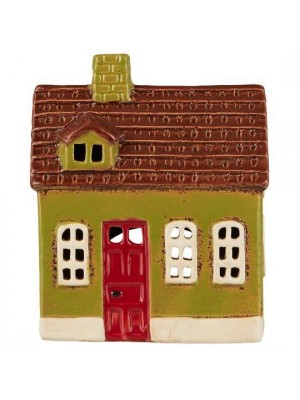 Подсвечник House tealight My Home Town dormer window red door green 